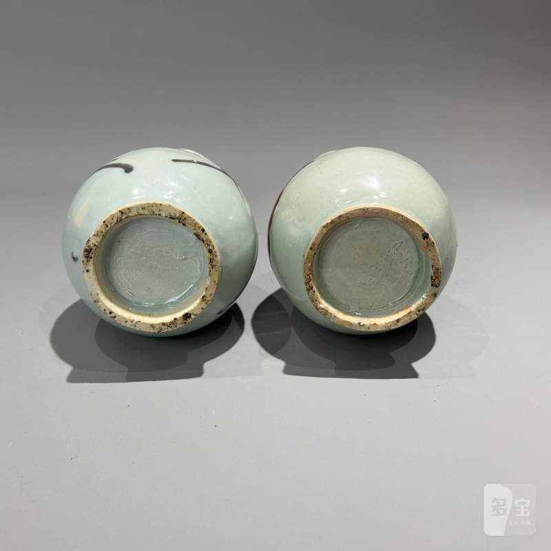 明代 釉里红玉壶春瓶一对 - 图7